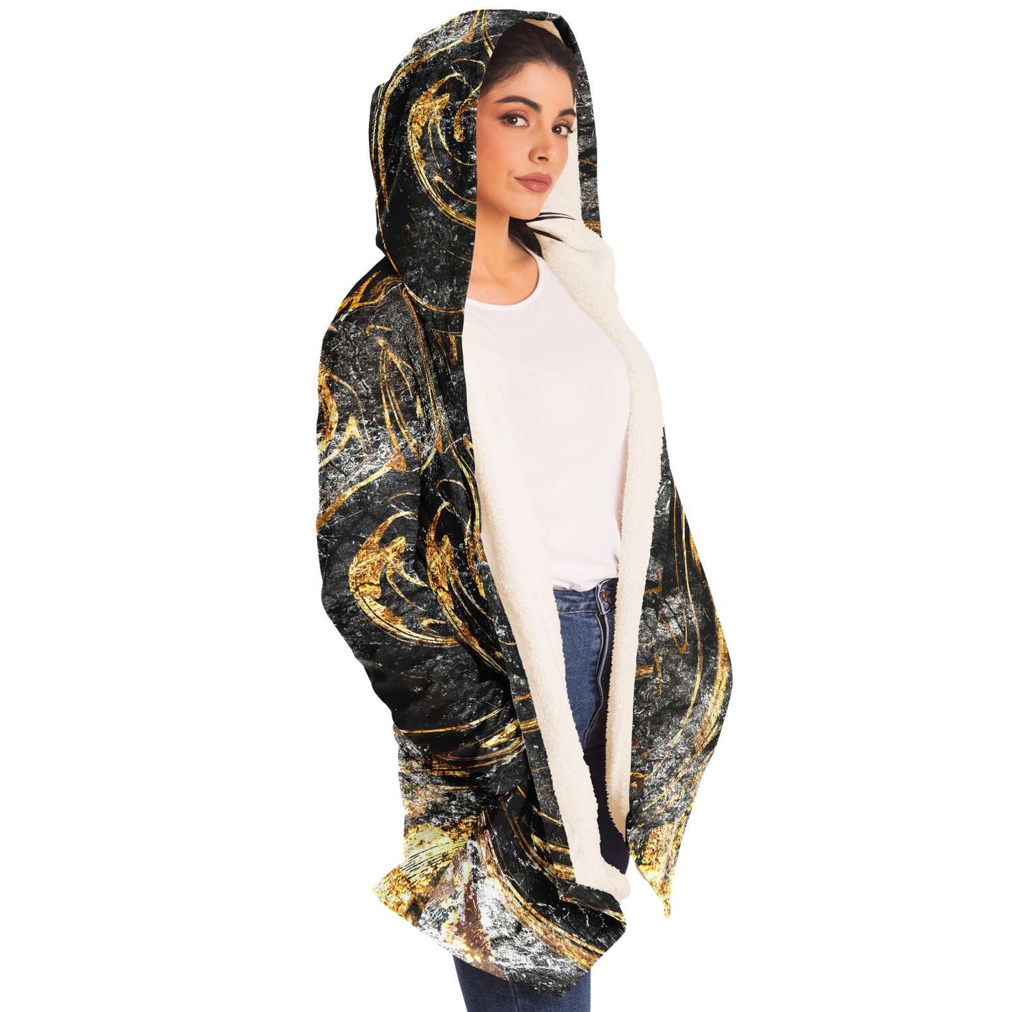 Black Gold Marbled Rave Cloak