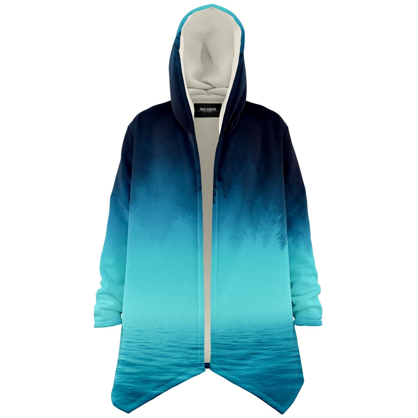 Navy Turquoise Misty Silhouetted Rave Cloak