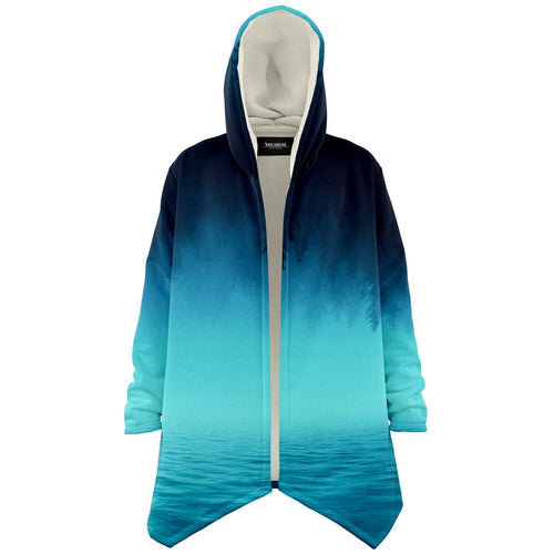 Navy Turquoise Misty Silhouetted Rave Cloak