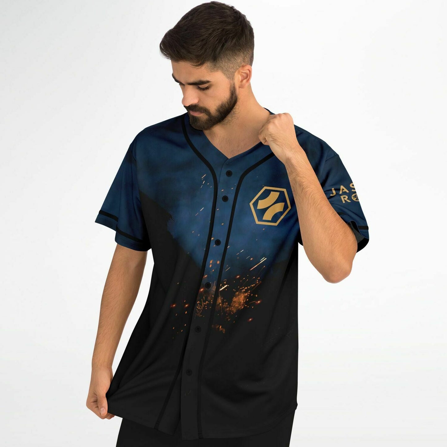 Seven Lions Navy Blue Fiery Lion Rave Baseball Jersey