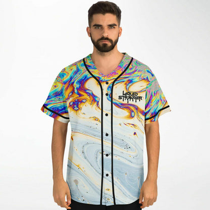 Liquid Stranger Iridescent Psychedelic Soap Rave Baseball Jersey