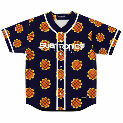 Subtronics Navy Blue Repeating Orange Rave Baseball Jersey