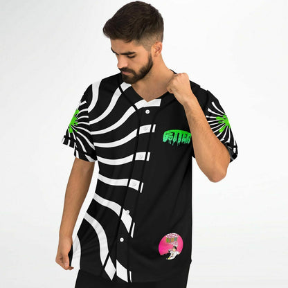 Getter Black White Spiral Optical Rave Baseball Jersey
