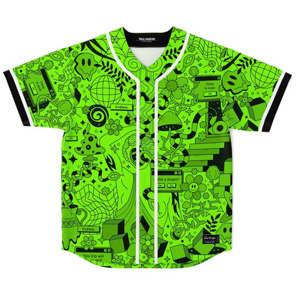 Neon Lime Dense Doodle Rave Baseball Jersey