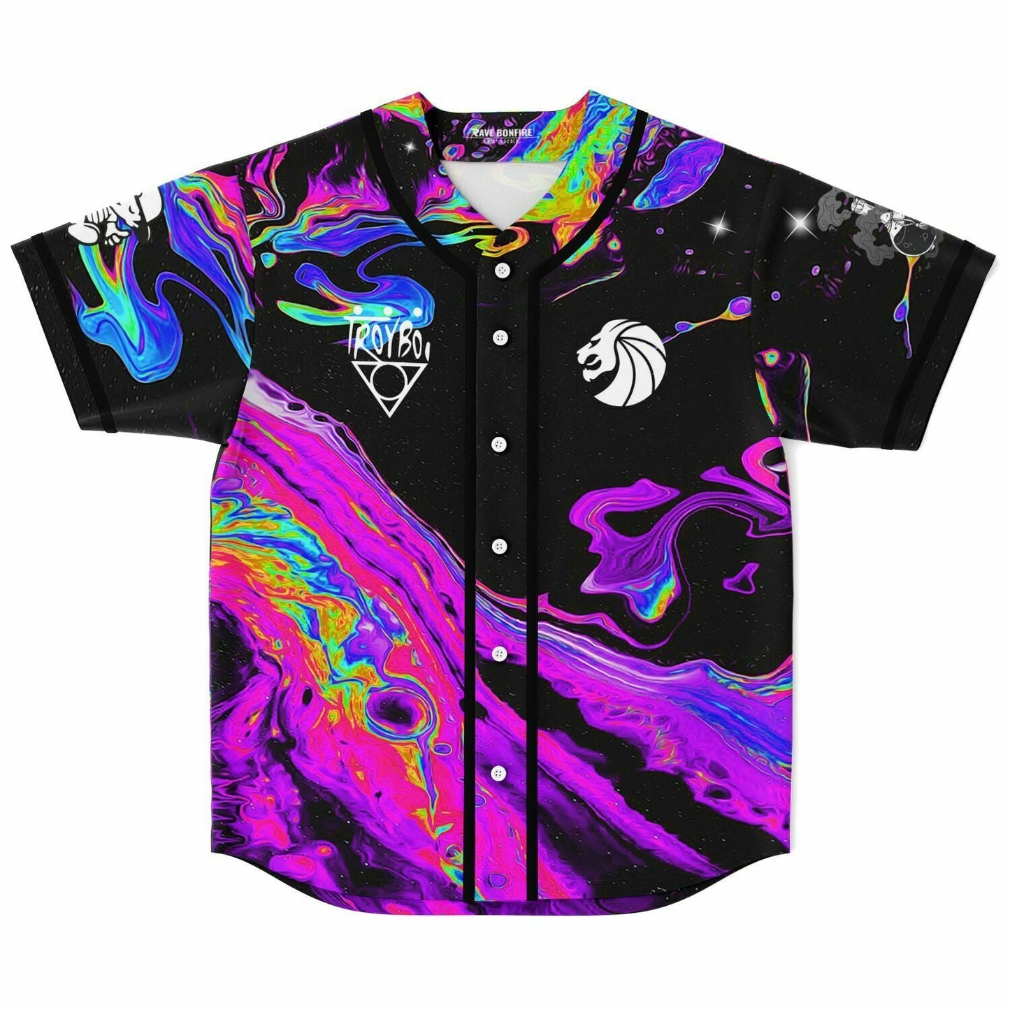 TroyBoi Black Psychedelic Liquid Rave Baseball Jersey