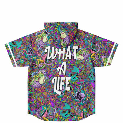 Vibrant Dense Psychedelic Rave Hooded Baseball Jersey