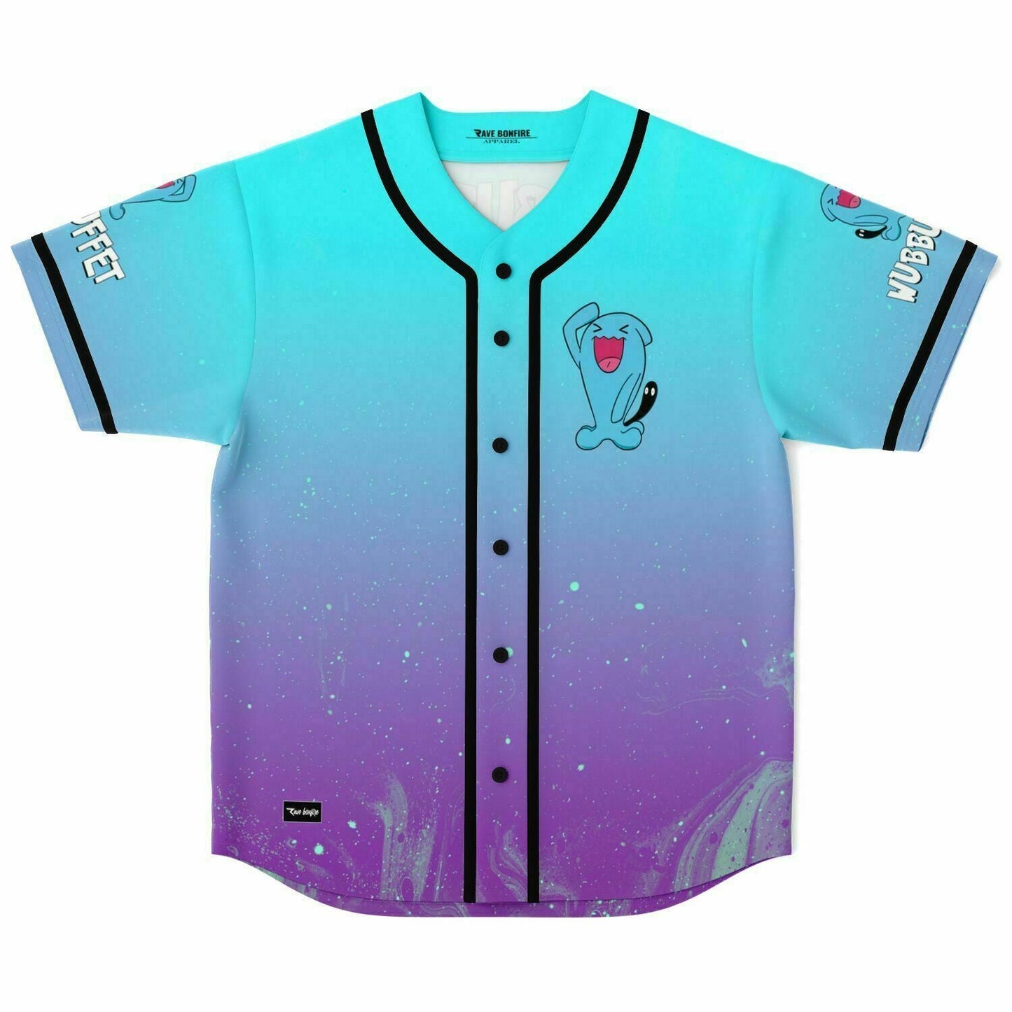 Teal Cartoon Blue Rave Baseball Jersey