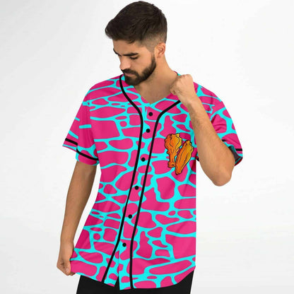 Hot Pink Cartoon Fried Rave Baseball Jersey