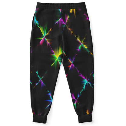 Black Abstract Feathered Rave Joggers