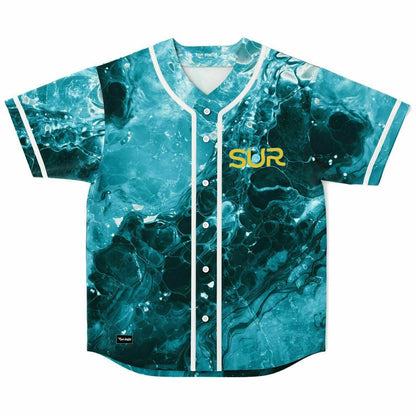 Teal Swirling Marbled Rave Baseball Jersey