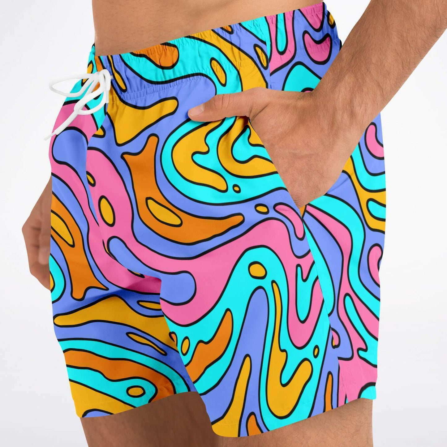 Pastel Liquid Rave Swim Trunks