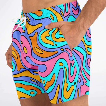 Pastel Liquid Rave Swim Trunks