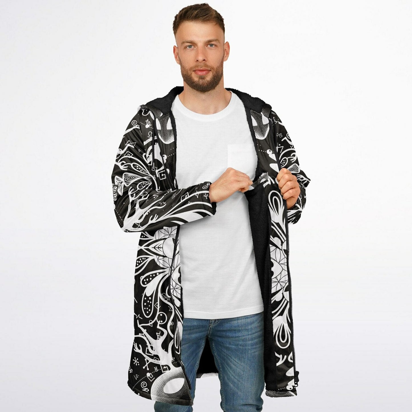Black White Symmetrical Psychedelic Rave Cloak
