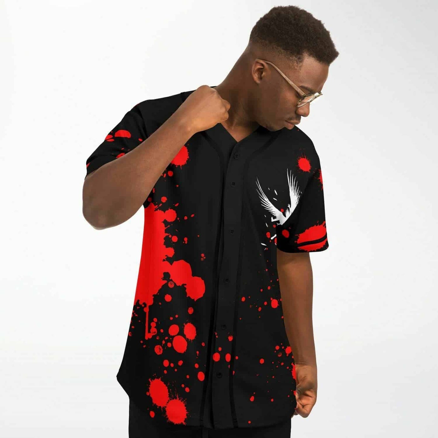 Sullivan King Black Red Splatter Rave Baseball Jersey