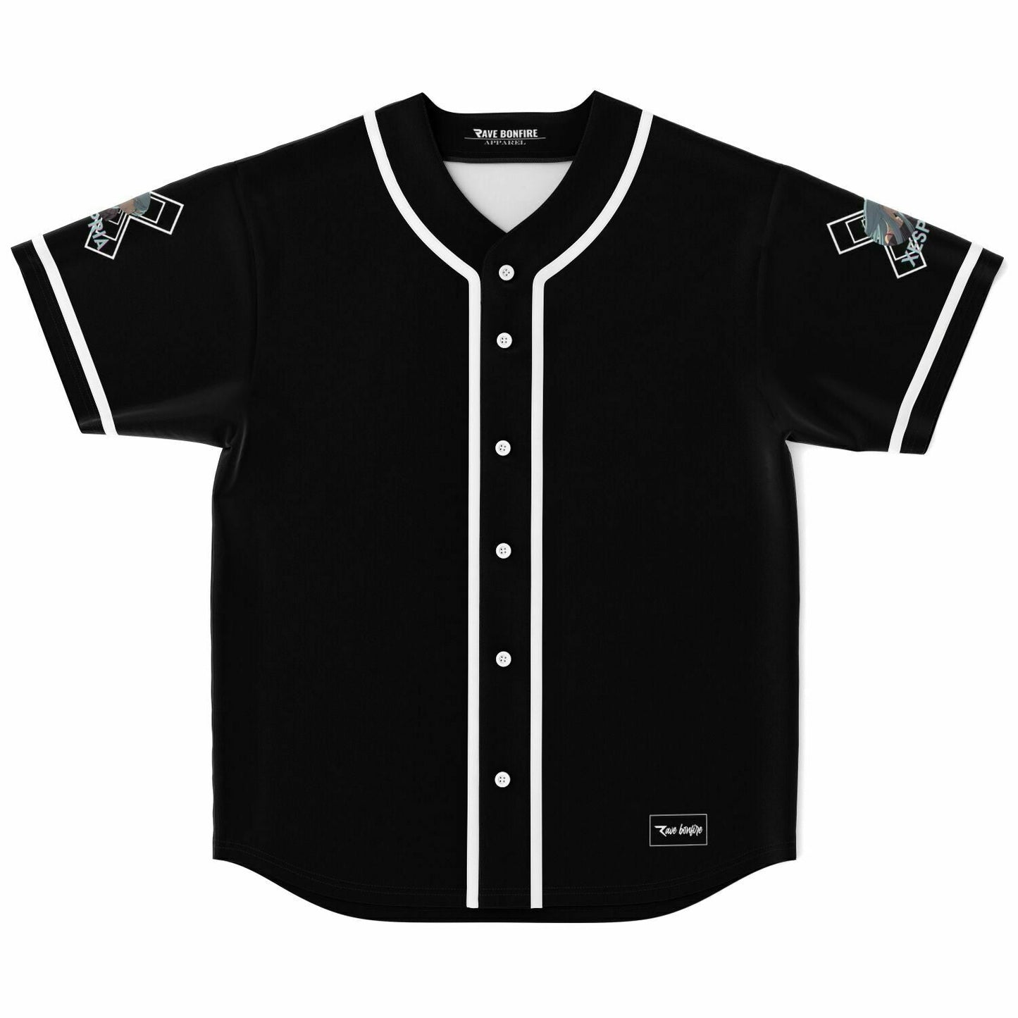 Black Anime Patches Rave Baseball Jersey