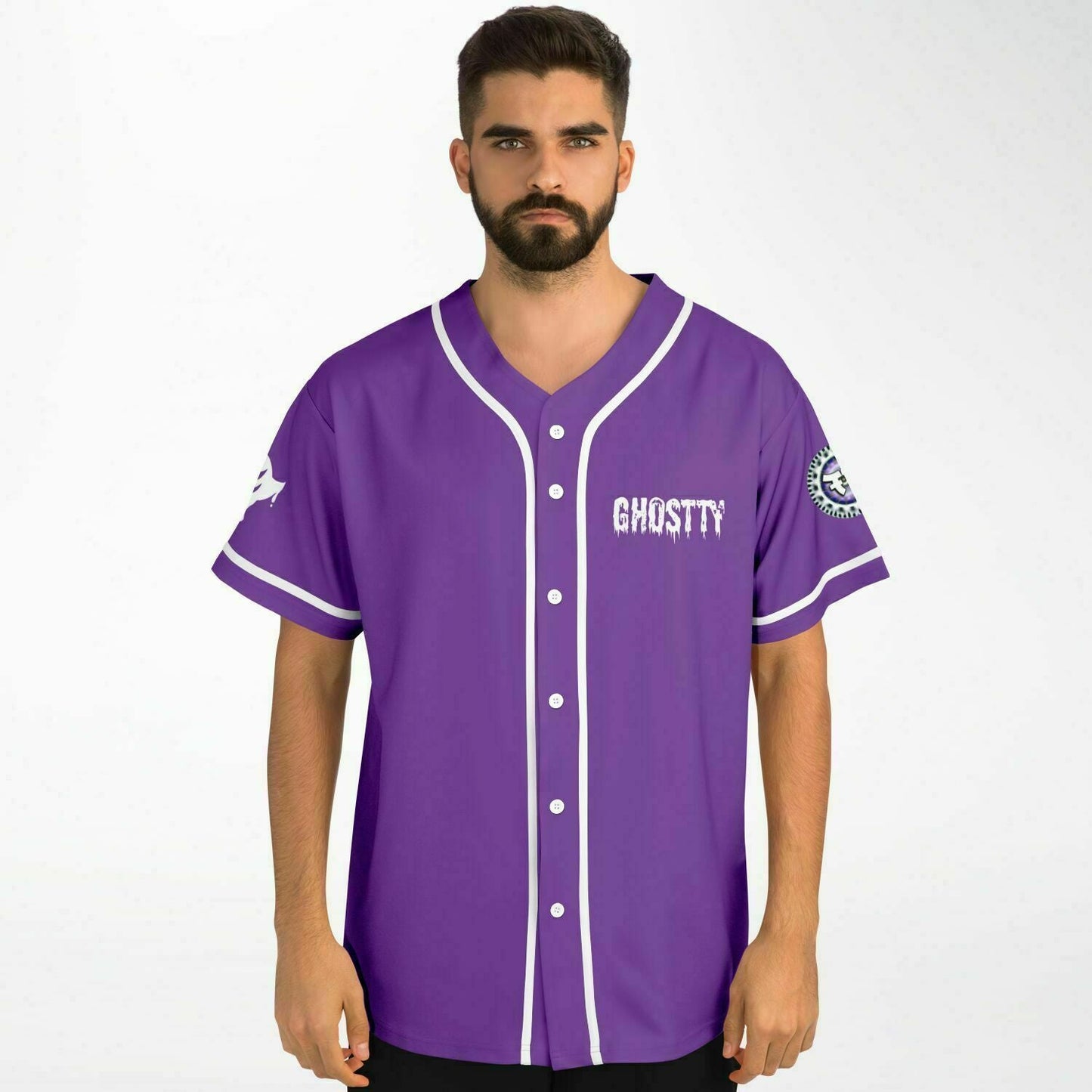 Ghostty Purple Drippy Cartoon Rave Baseball Jersey