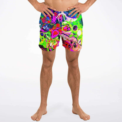 Bright Abstract Fluid Rave Swim Trunks