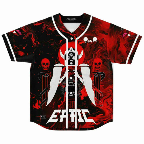 Eptic Black Red Horned Three Rave Baseball Jersey