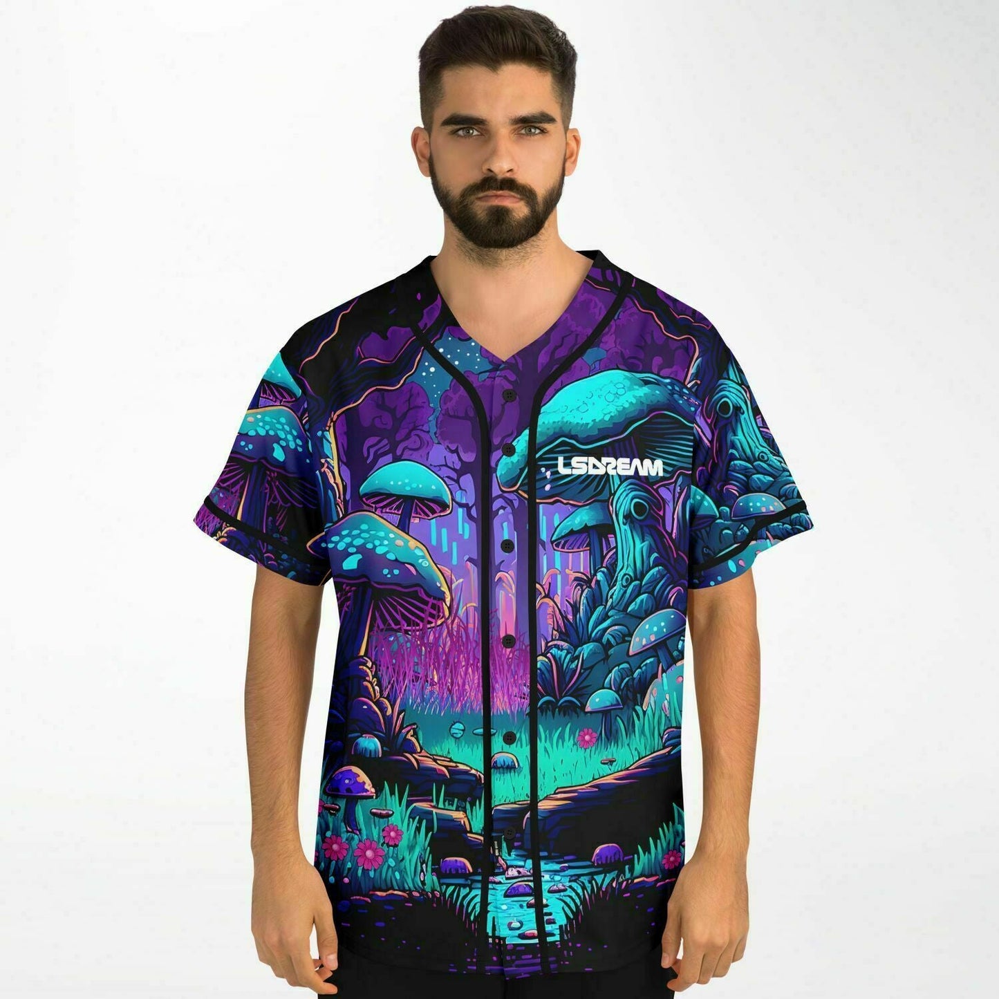 LSDREAM Purple Psychedelic Glowing Rave Baseball Jersey