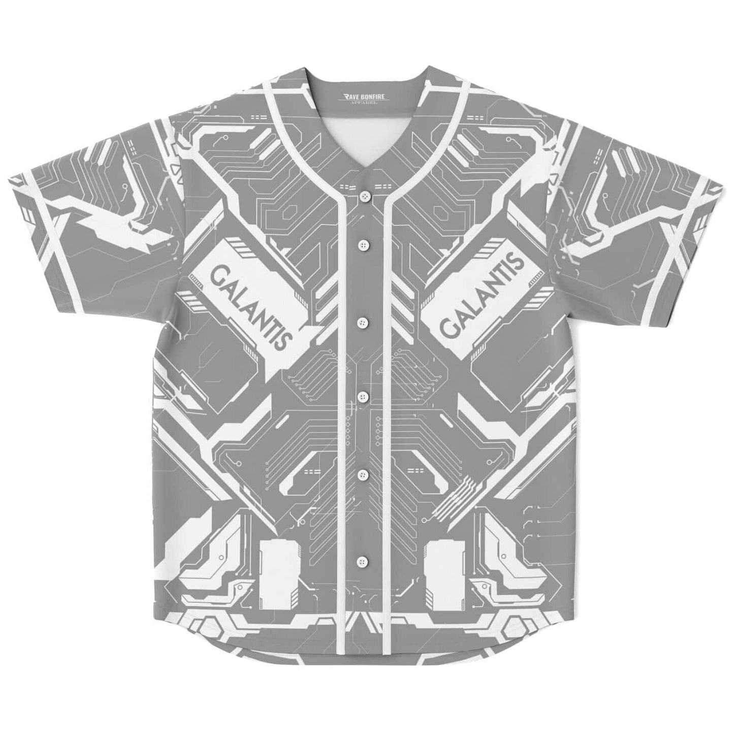 Galantis Gray White Futuristic Circuit Rave Baseball Jersey