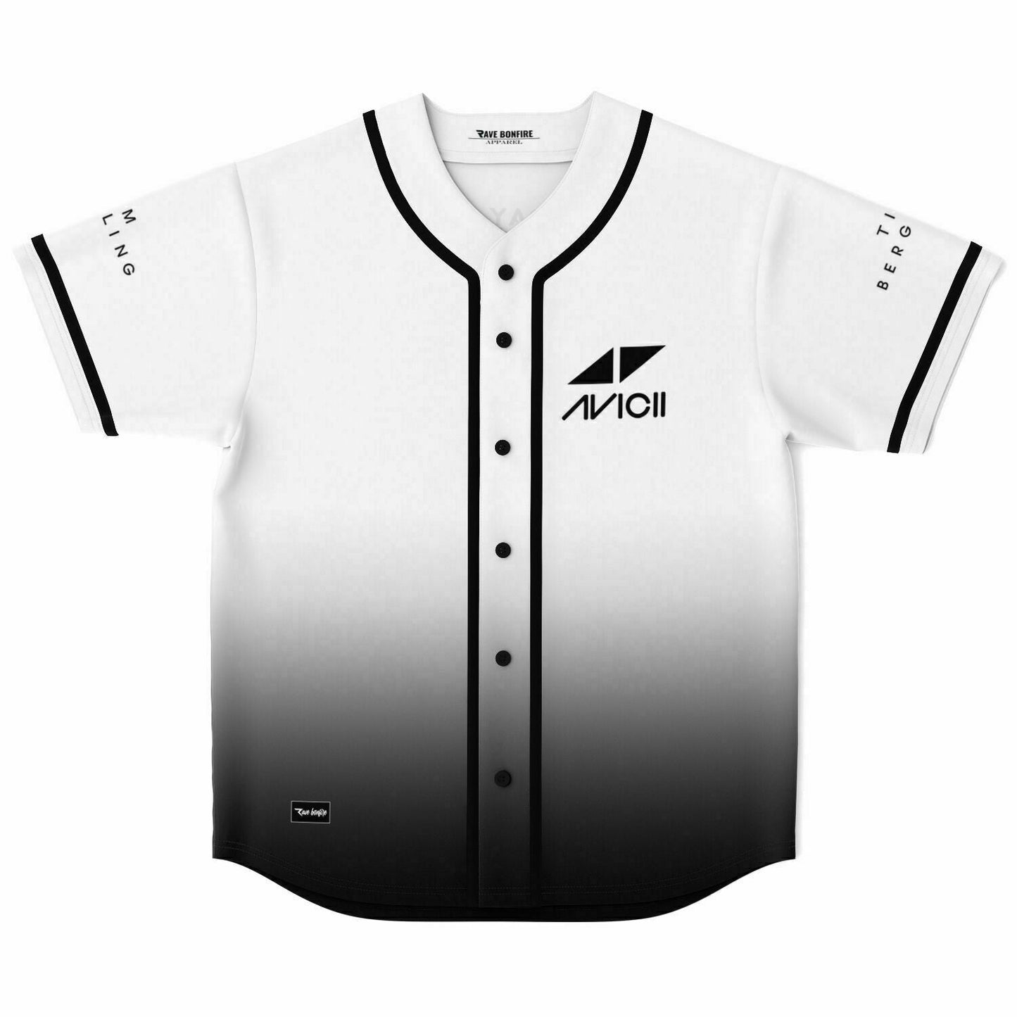Avicii White Black Faded Gradient Rave Baseball Jersey
