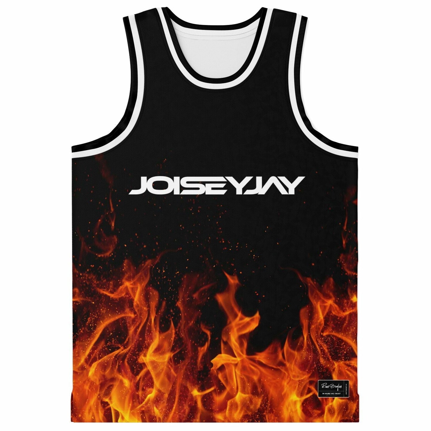 JOISEYJAY Black Roaring Flames Rave Basketball Jersey