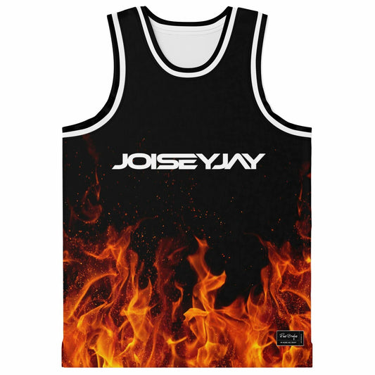JOISEYJAY Black Roaring Flames Rave Basketball Jersey