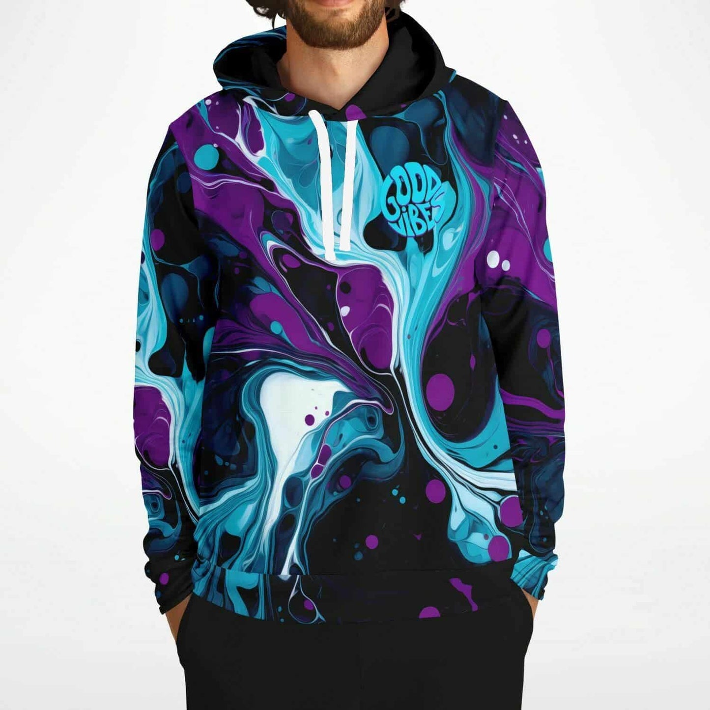 Purple Marble Good Vibes Rave Hoodie