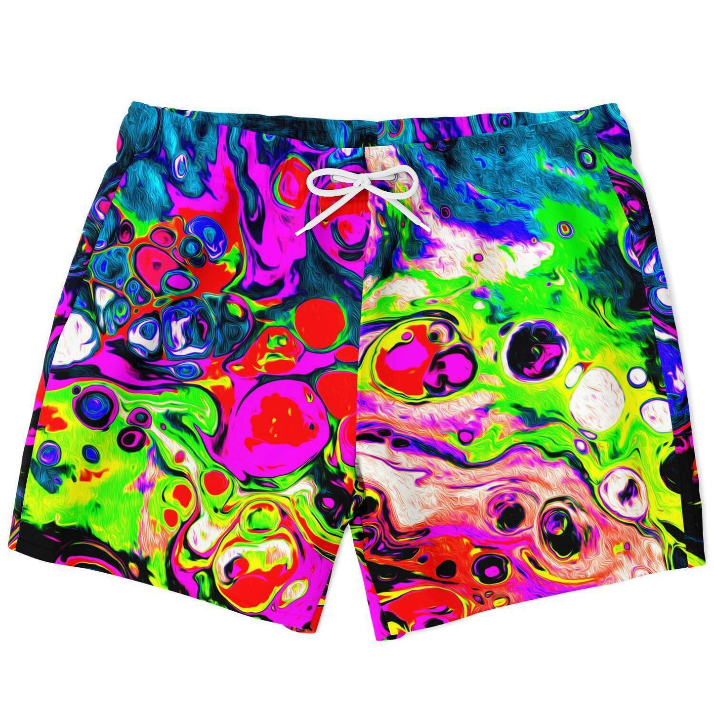 Bright Abstract Fluid Rave Swim Trunks