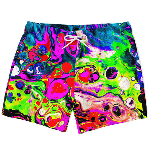 Bright Abstract Fluid Rave Swim Trunks