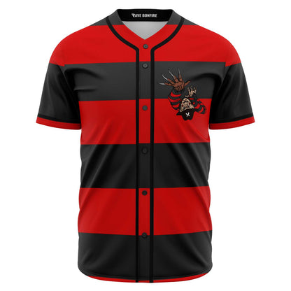 Red Black Freddy Krueger Rave Baseball Jersey