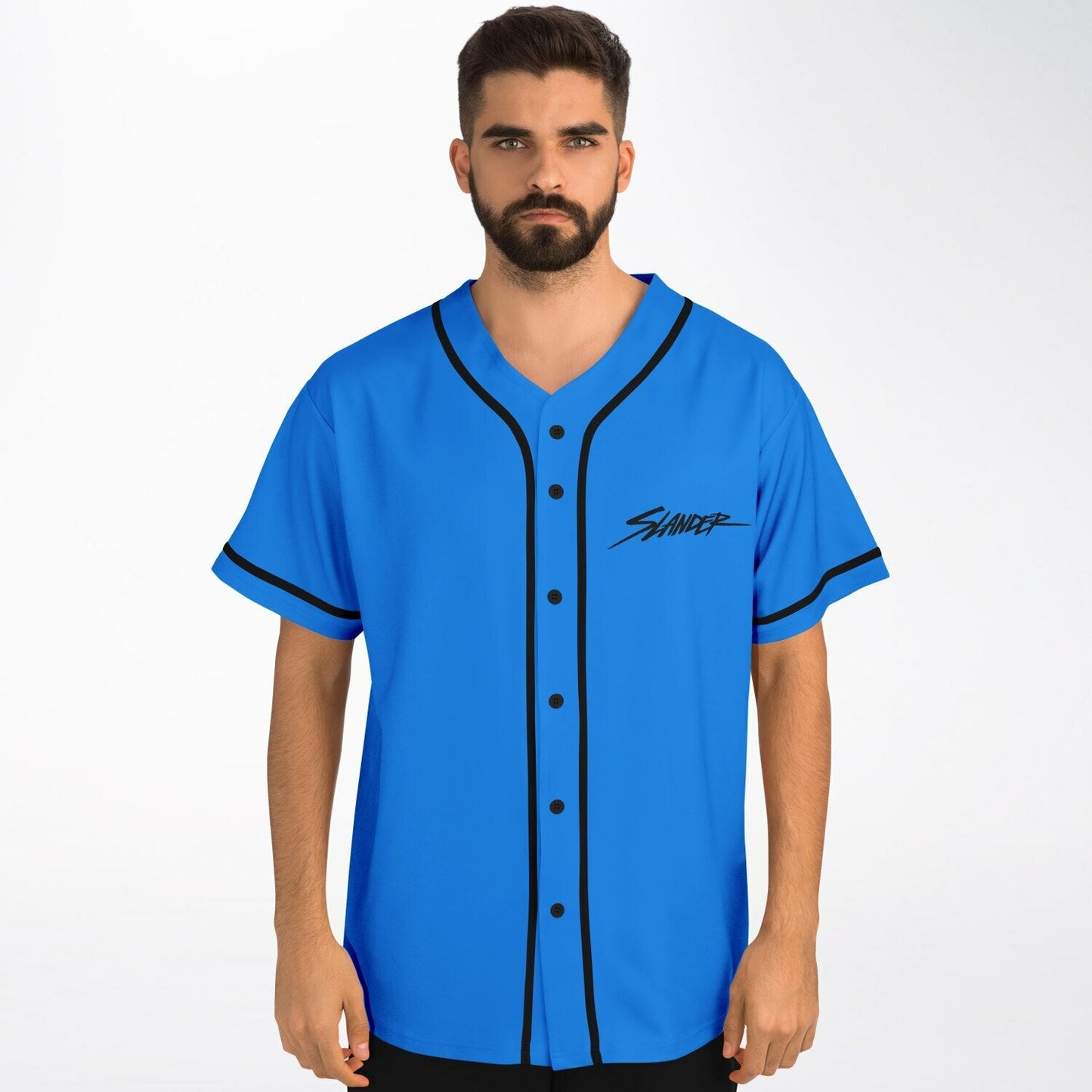 SLANDER Bright Blue ‘Slander’ Brush Rave Baseball Jersey