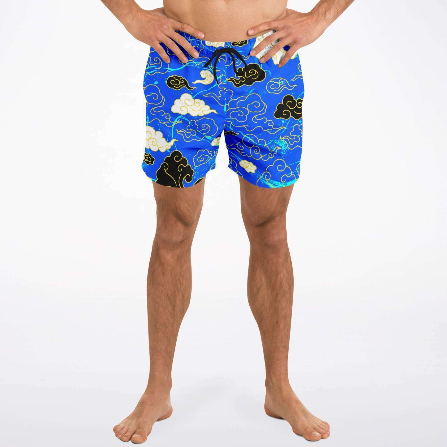 Royal Blue Asian Stylized Rave Swim Trunks