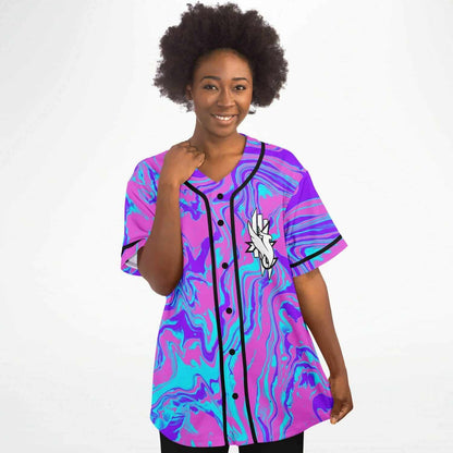 Pink Liquid Marble Rave Baseball Jersey