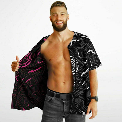 Black & Pink Cyberpunk Circuit Reversible Baseball Jersey