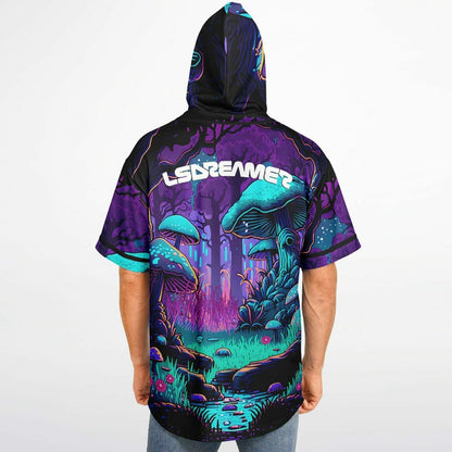 LSDREAM Deep Purple Psychedelic Glowing Rave Hooded Baseball Jersey