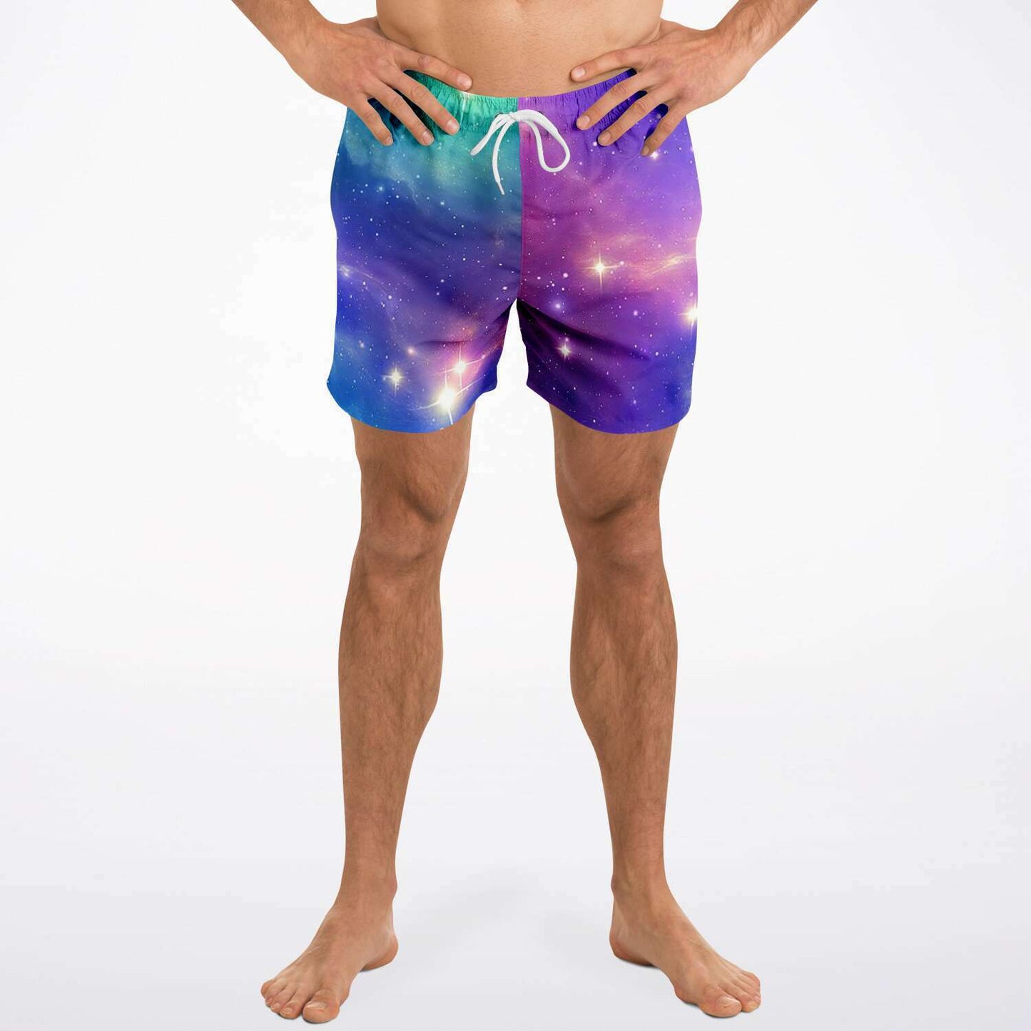 Purple Outer Space Rave Swim Trunks