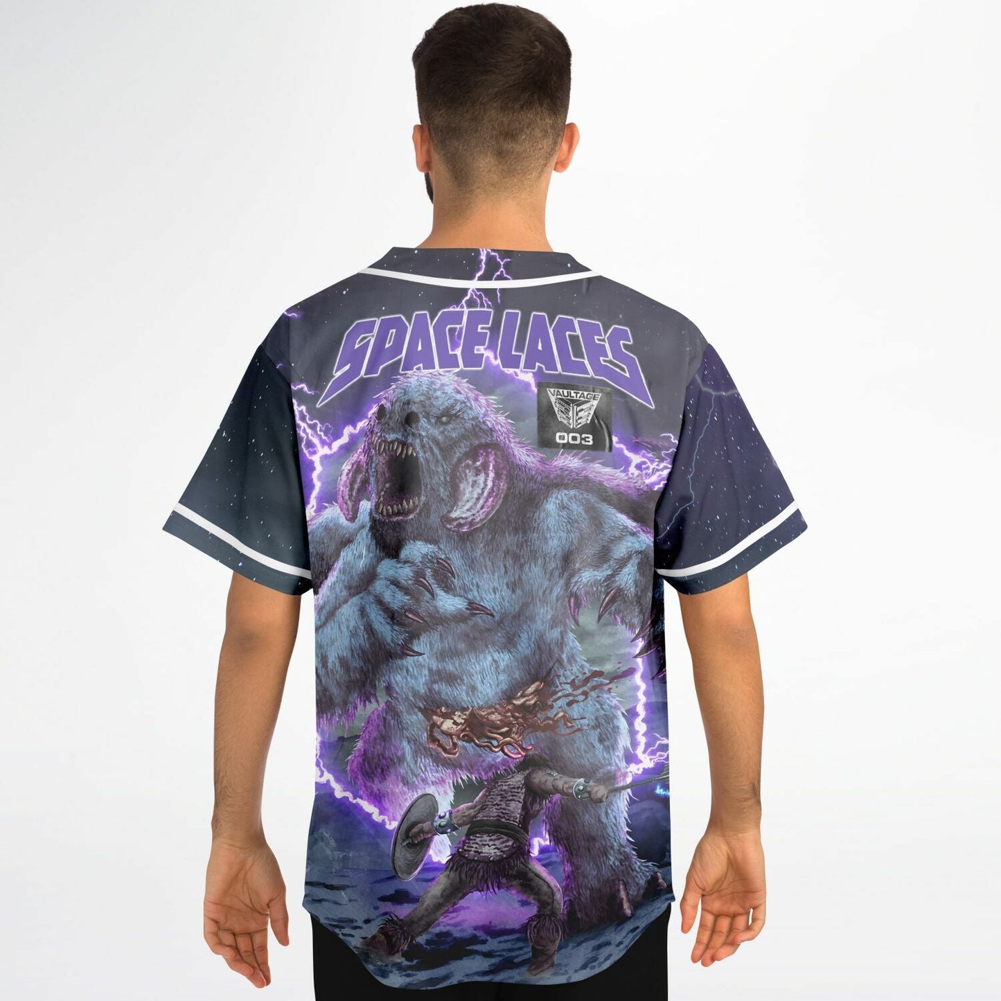 Space Laces Dark Grey Stormy Landscape Rave Baseball Jersey