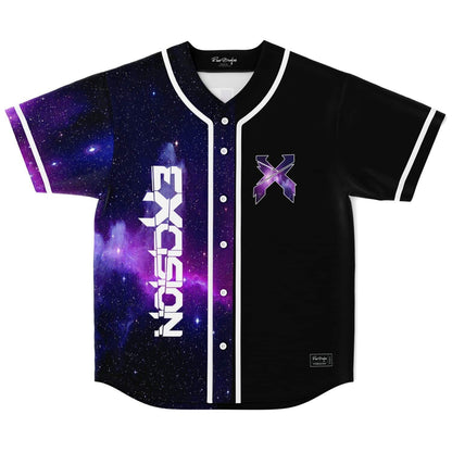 Excision Black Purple Split Panel Rave Baseball Jersey