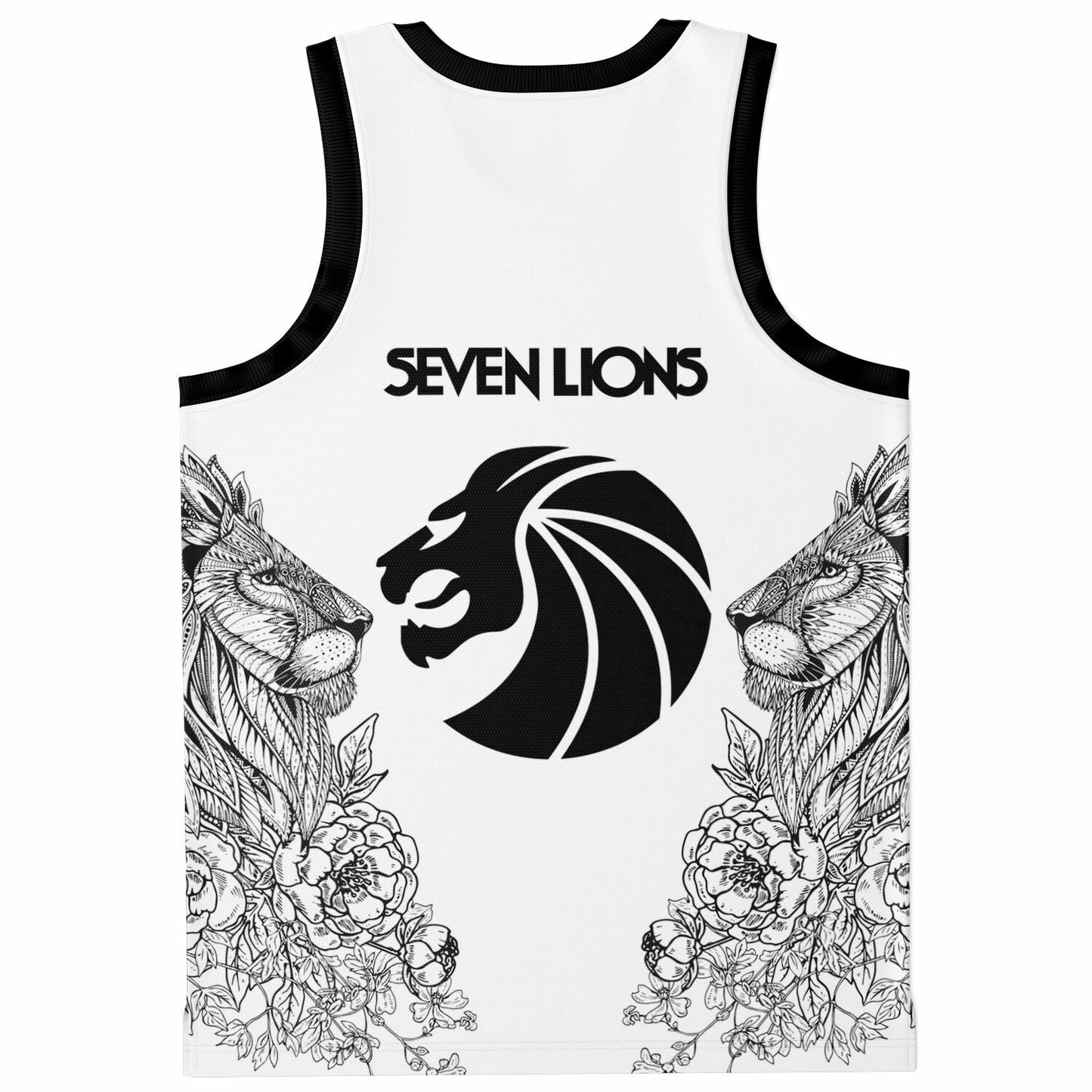 Seven Lions White Detailed Black Rave Basketball Jersey