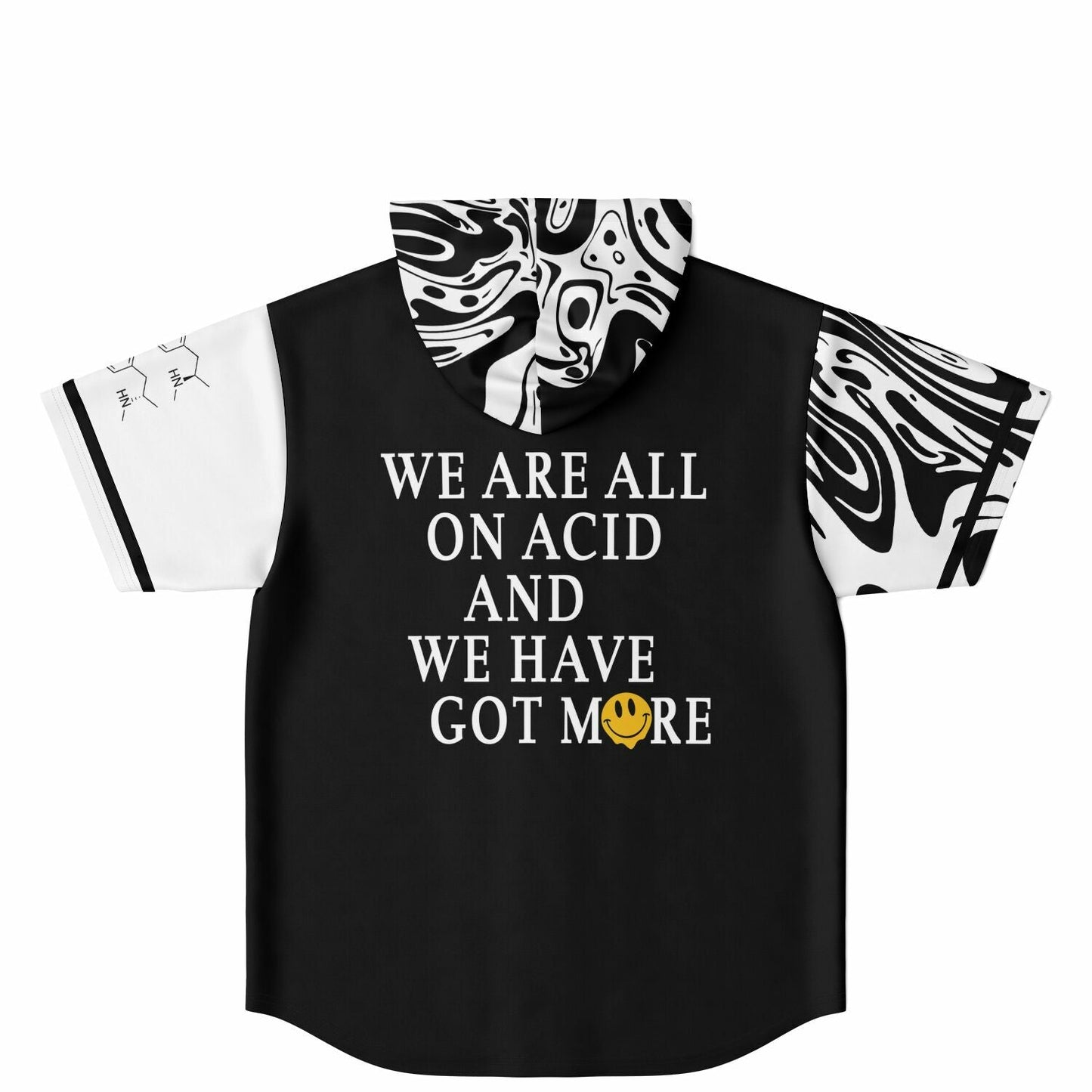 Black White Rave Hooded Baseball Jersey