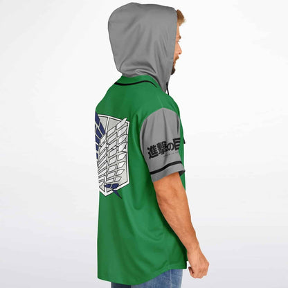 Kelly Green Attack Titan Rave Hooded Baseball Jersey
