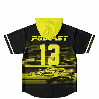 Black Motion Blurred Rave Hooded Baseball Jersey