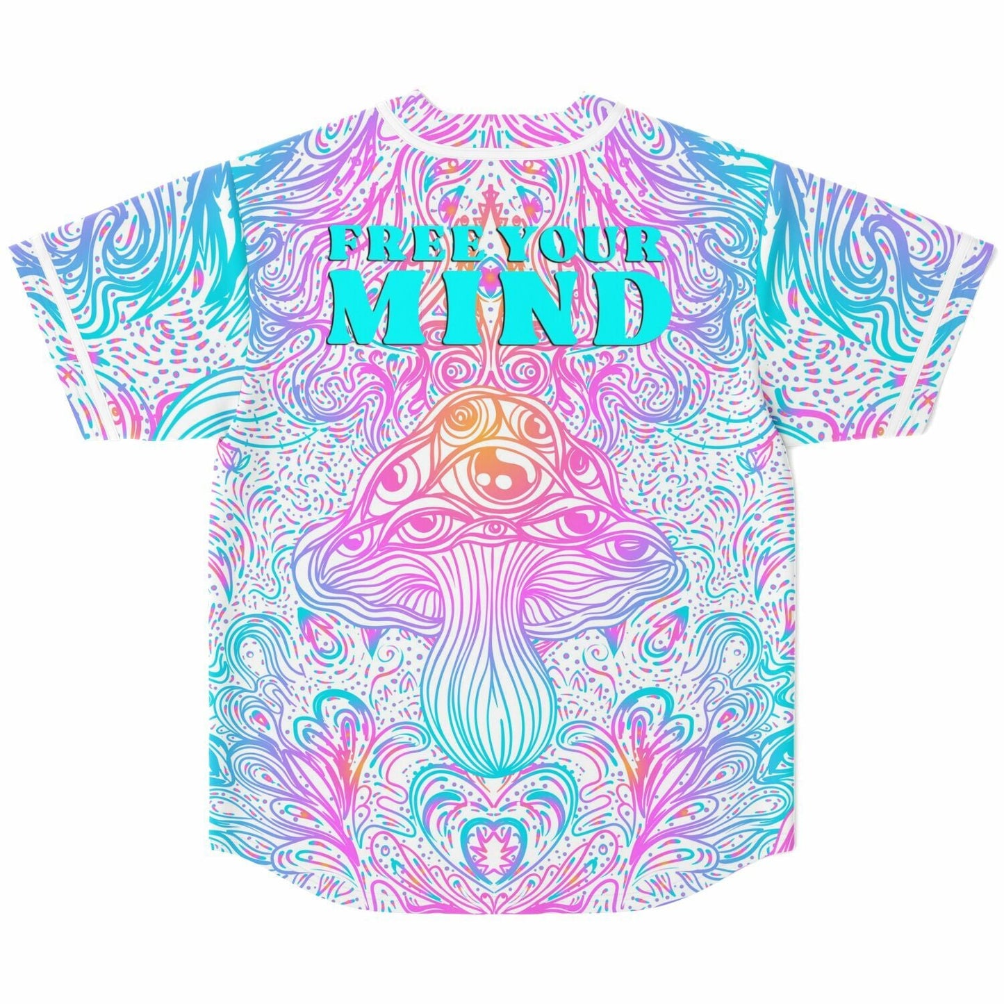 Pastel White Psychedelic Mushroom Rave Baseball Jersey