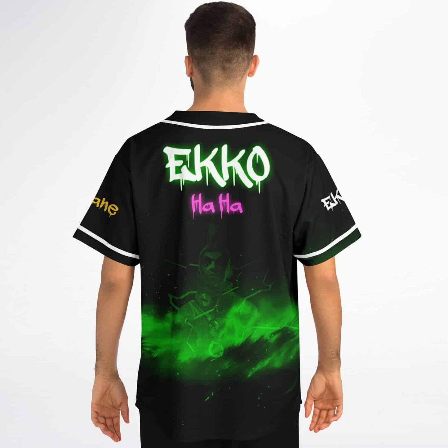 Black Glowing Green Rave Baseball Jersey