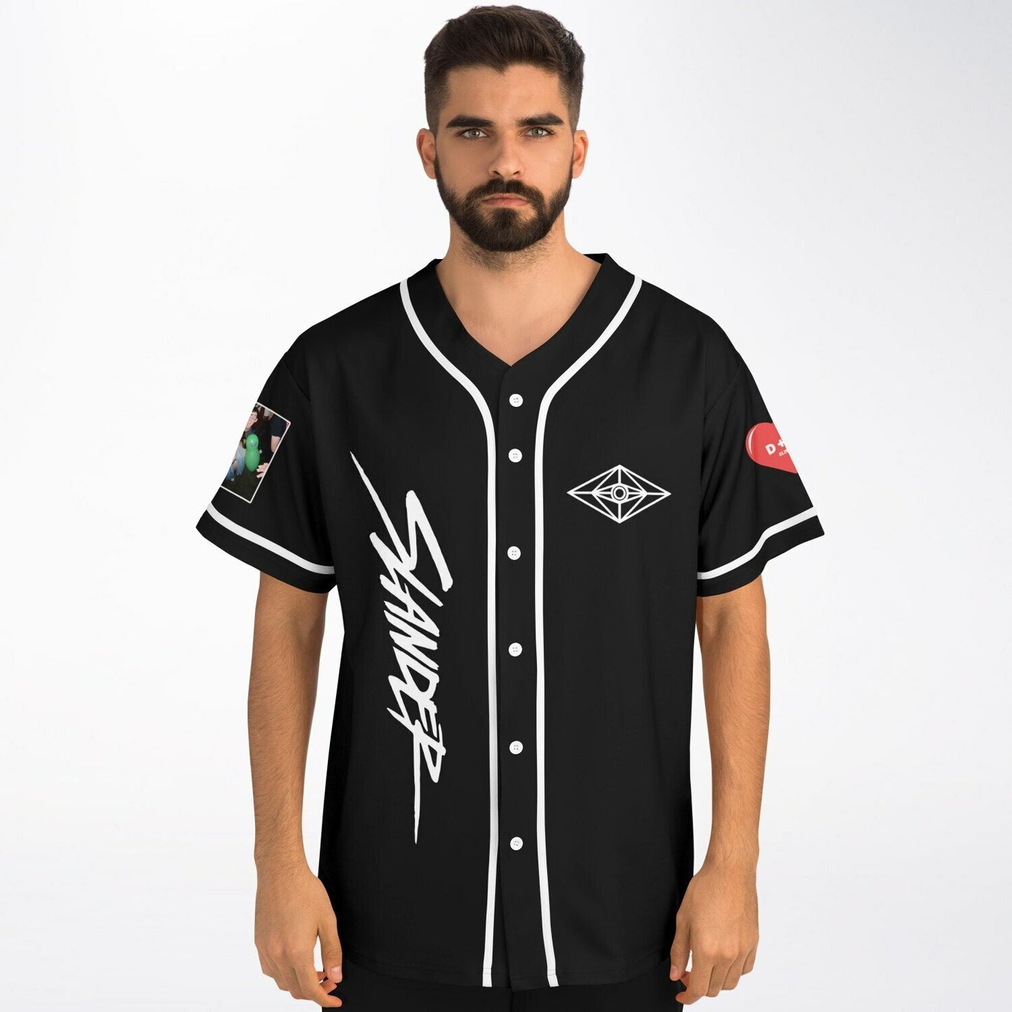 SLANDER Black ‘Slander’ Brush Rave Baseball Jersey