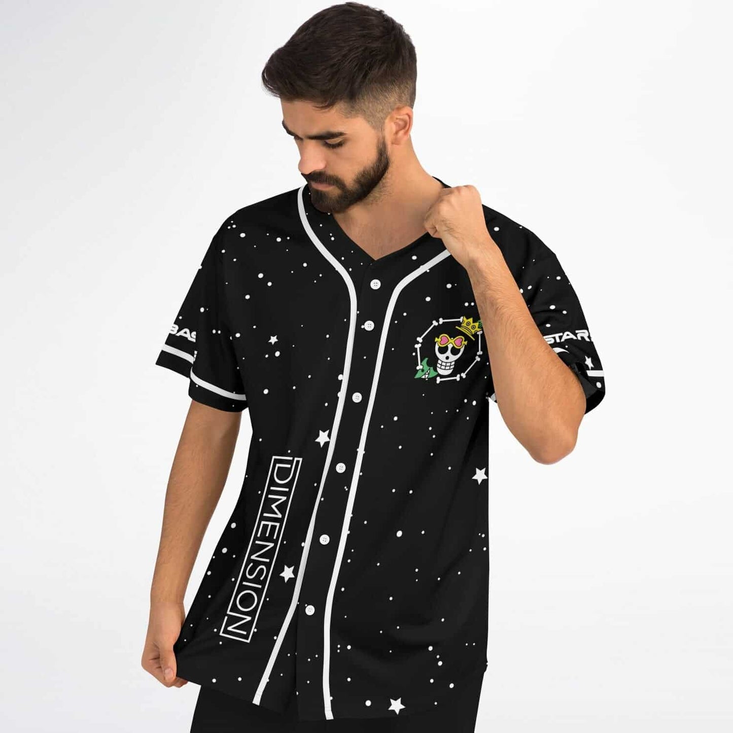 Black Starry Galaxy Rave Baseball Jersey