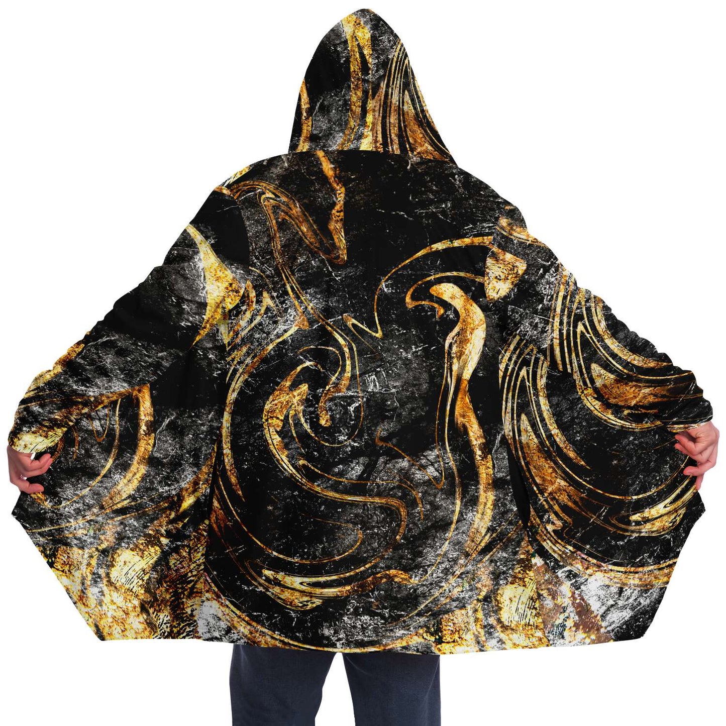 Black Gold Marbled Rave Cloak