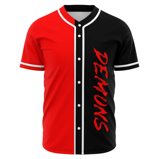 Bear Grillz Red Black Vertical ‘Demons’ Rave Baseball Jersey