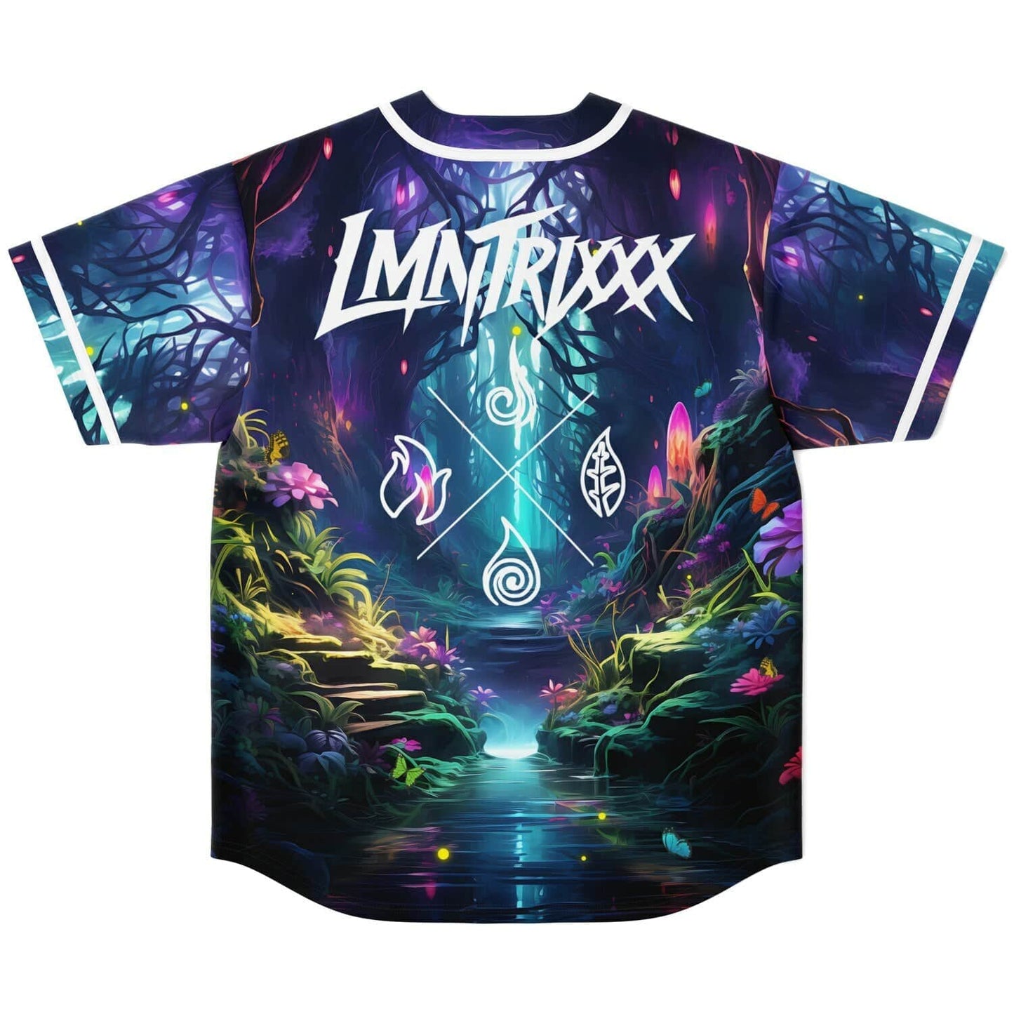 LMNTRIXXX Dark Purple Enchanted Glowing Rave Baseball Jersey
